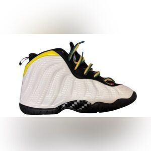 Nike Kids White Black Yellow Foamposite Sneakers